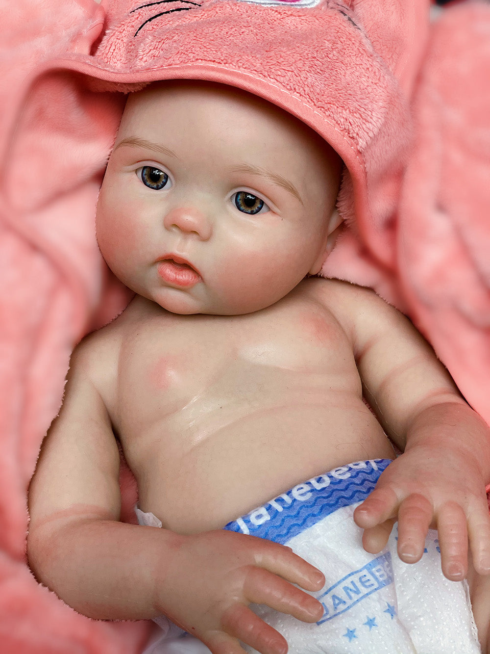 18 Inch Sweet Reborn Baby Waterproof Silicone Doll Hand-crafted Lifelike 3D Skin Toys