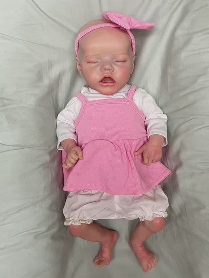 18"Painted Girl Twins A Reborn Dolls Full Soft Solid Silicone Finished Realistic Sleeping Newborn Baby Dolls Boneca Reborn Corpo De Silicone