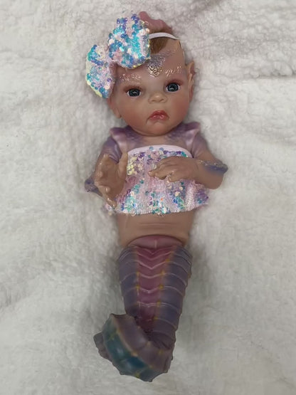 15.35inch Cuddly Reborn Mermaid Doll With Rooted Hair Handmade Lifelike Newborn Baby Doll Toy Bikini Outfits For Birthday Gift