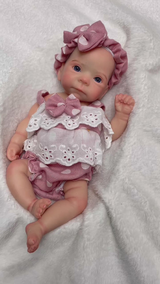 11 Inch Adorable Girl Bettie Full Solid Silicone Reborn Doll Handmade Skin Texture With Visible Veins