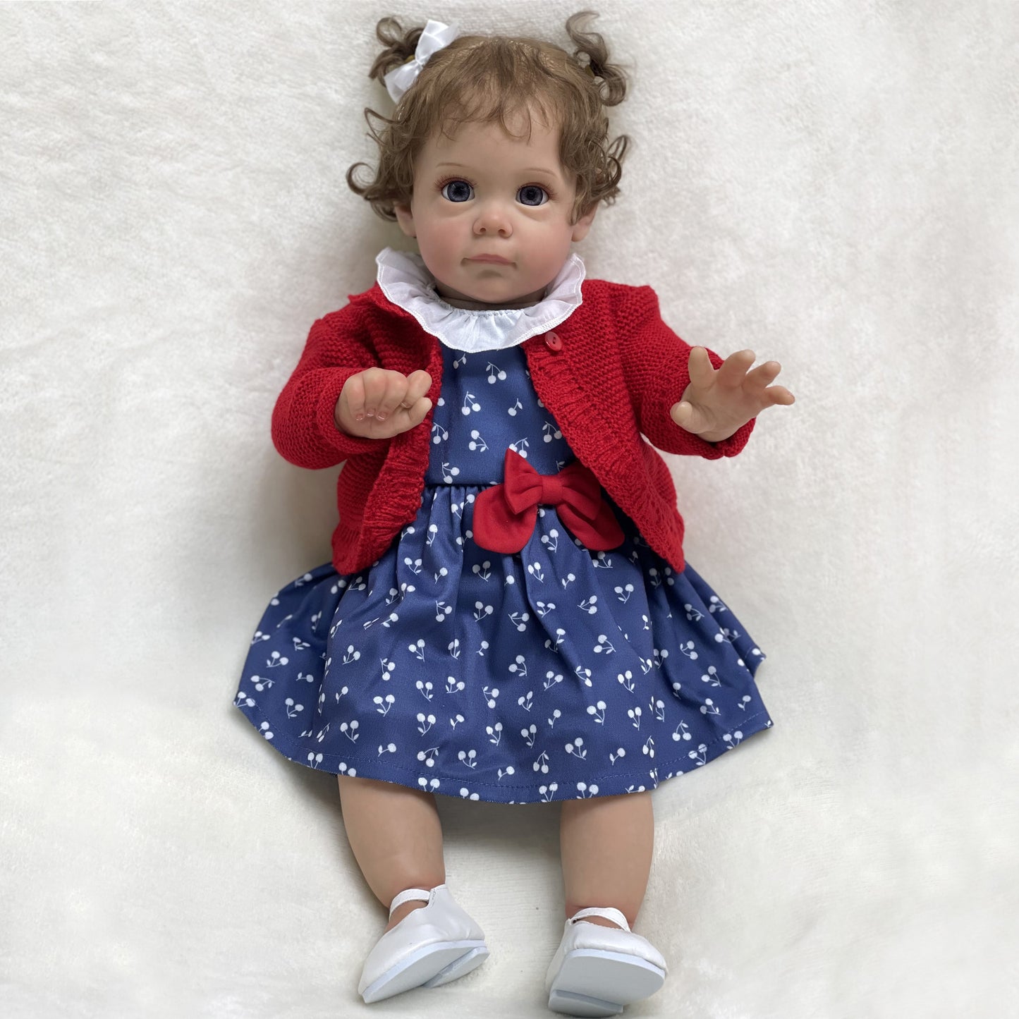 55CM Maggie Bebe Reborn Toys for Girls 3D Painted Lifelike Real Cuddly Reborn Baby Doll Curly Brown Hair - Reborn With Love Baby Dolls Store