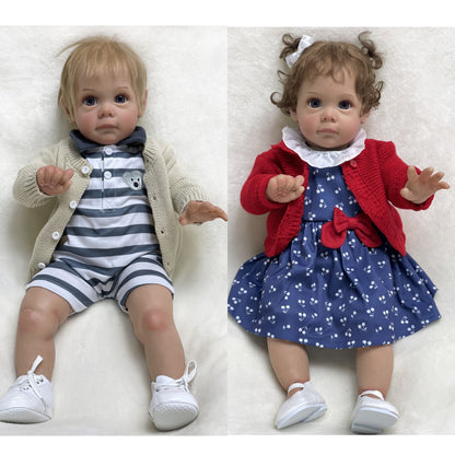 55CM Maggie Bebe Reborn Toys for Girls 3D Painted Lifelike Real Cuddly Reborn Baby Doll Curly Brown Hair - Reborn With Love Baby Dolls Store