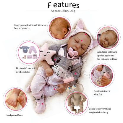 Reborn Doll 47.5 CM Hand-Drawing Premie Baby Boy Hair Lifelike Real Soft Touch Cuddly Reborn Bbay Doll - Reborn With Love Baby Dolls Store