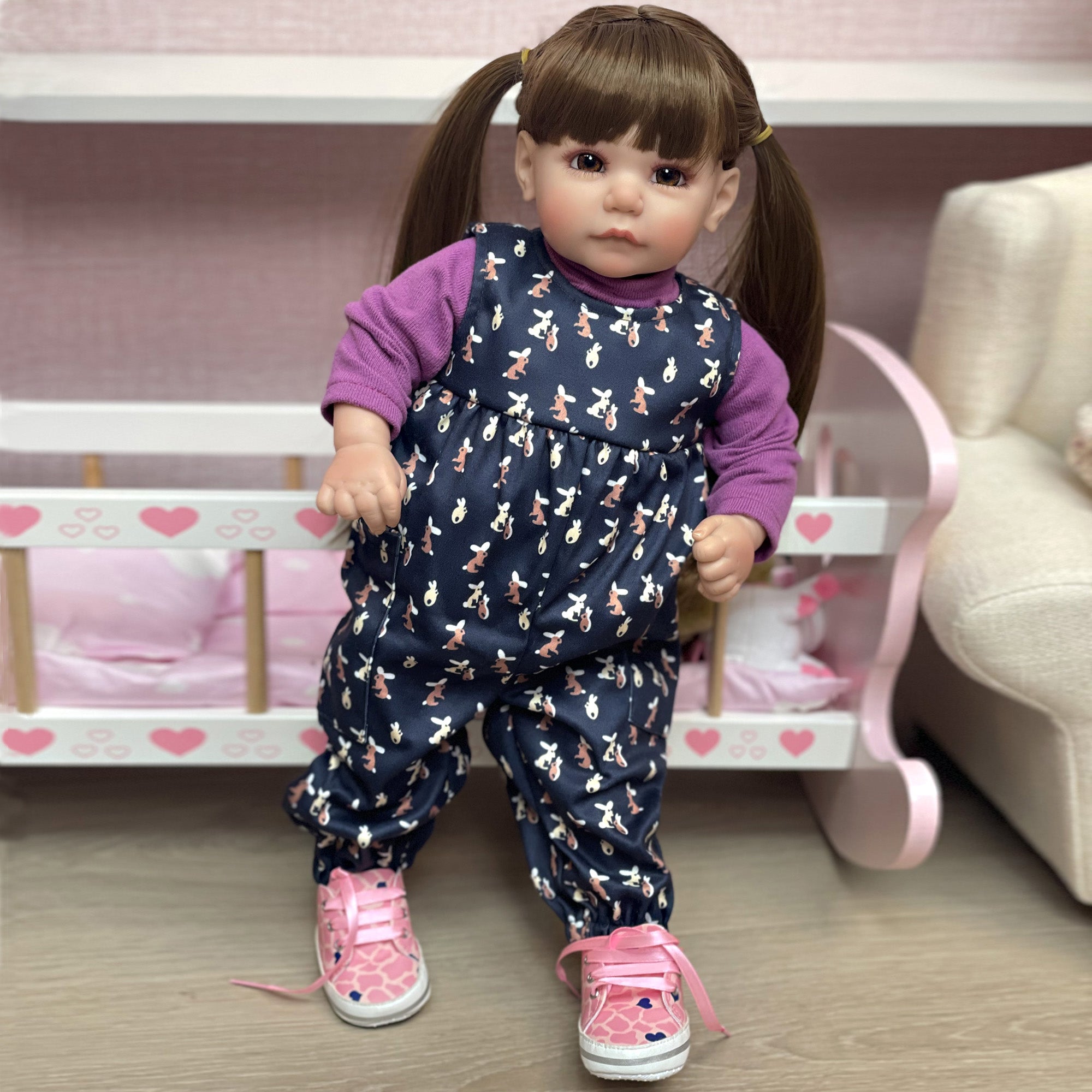 18 Inch Handmade Lifelike Reborn Bebe Doll Painted Lifelike Stand Doll  Lovely bebe reborn realista boneca baby